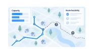 A map with a planned route and separate capacity and feasibility panels.